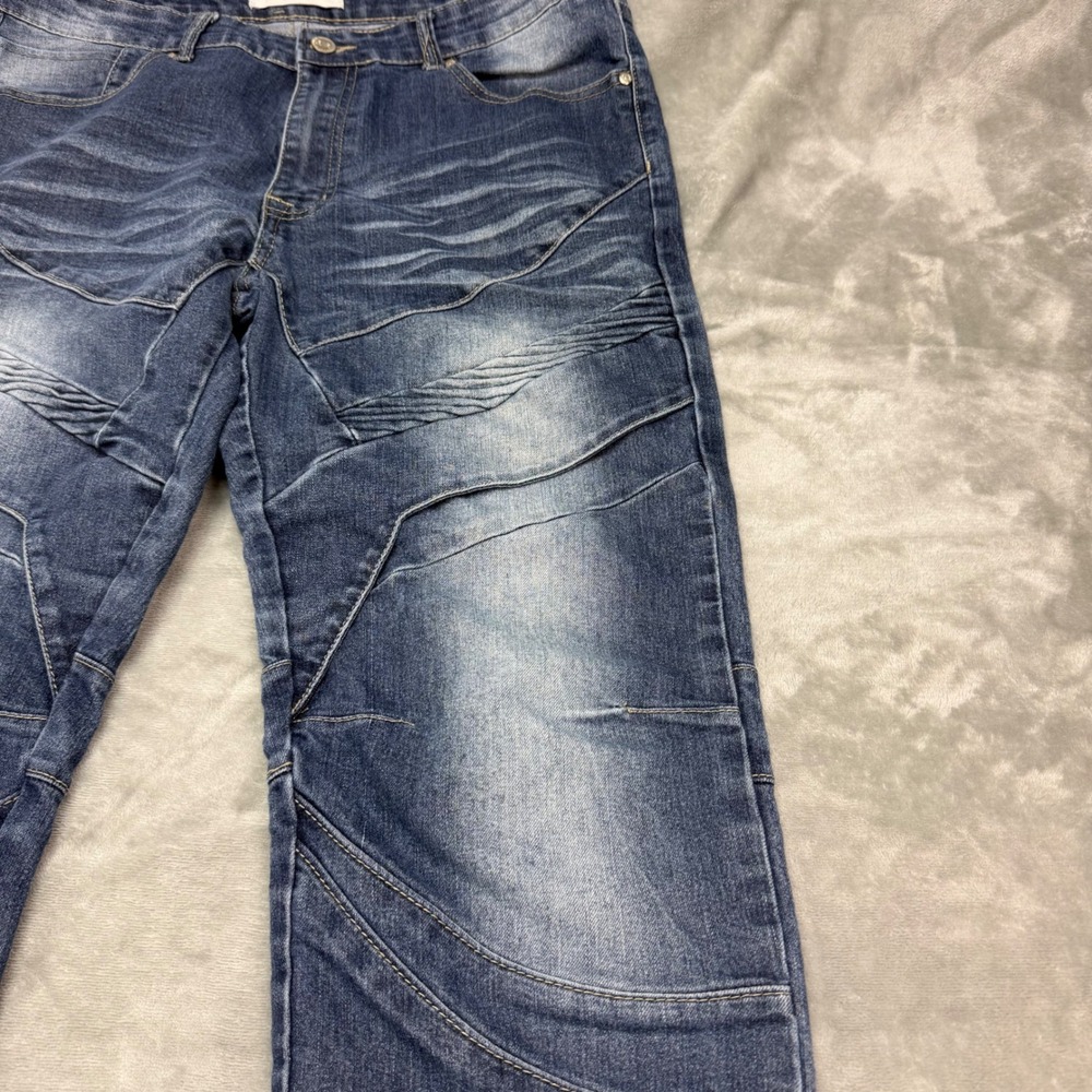 Refinery Republic Men's Blue Moto Jeans 36x30‎ Distressed Panels Denim Pants - Picture 6 of 16